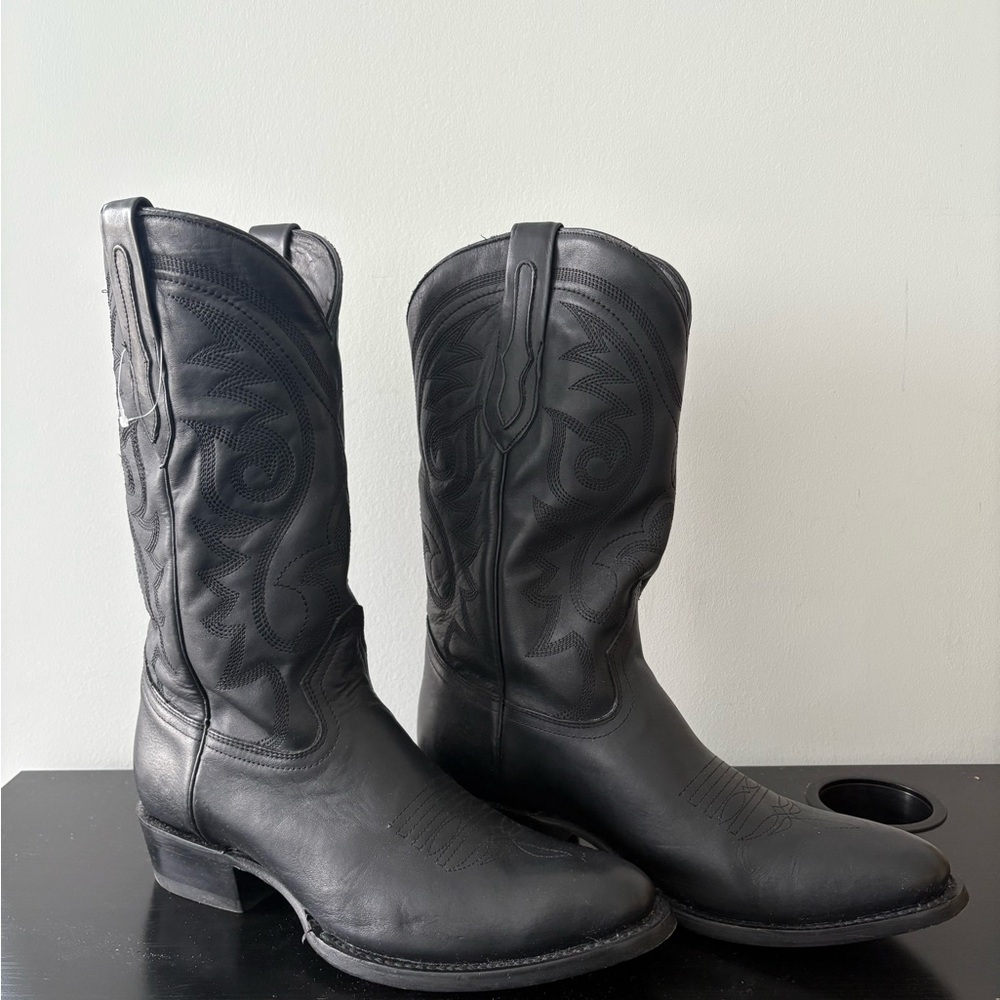 J.B. Dillon Black Leather Cowboy Boots